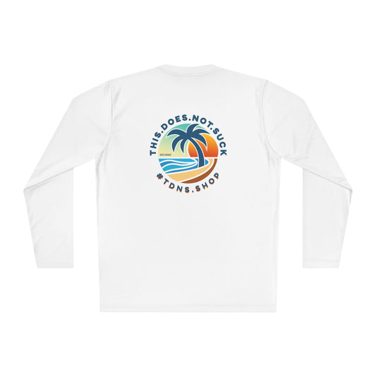 #TDNS Long Sleeve MOISTURE-WICKING Tee - Retro Beach Palm Logo (This Does Not Suck)