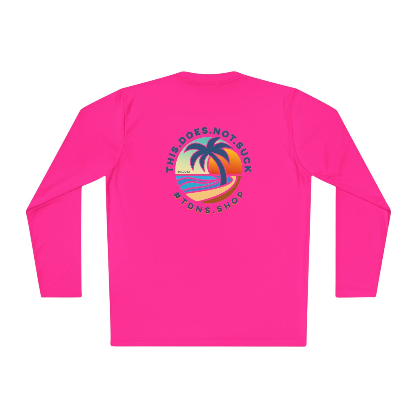 #TDNS Long Sleeve MOISTURE-WICKING Tee - Retro Beach Palm Logo (This Does Not Suck)