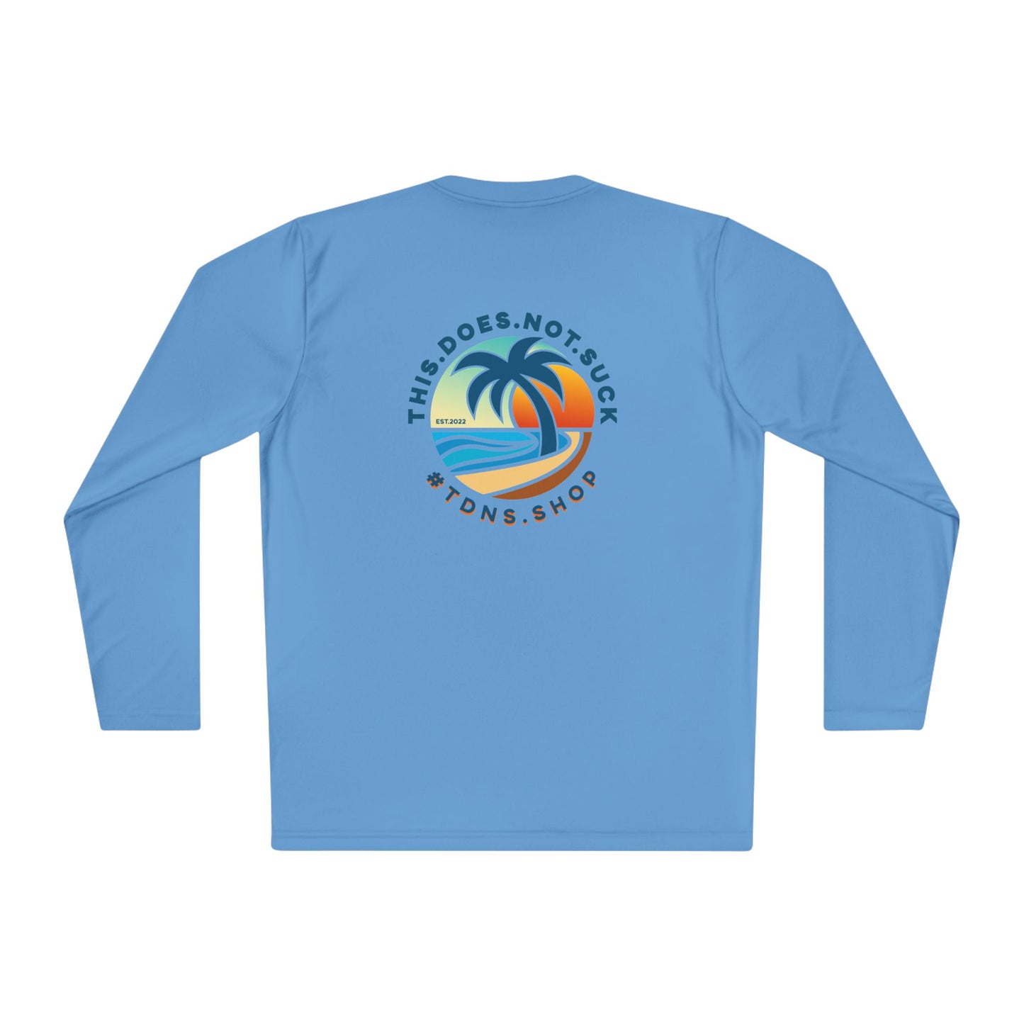 #TDNS Long Sleeve MOISTURE-WICKING Tee - Retro Beach Palm Logo (This Does Not Suck)