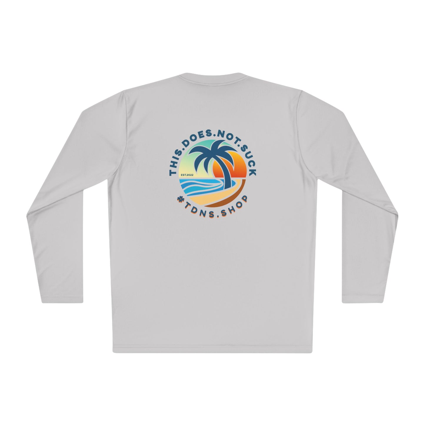 #TDNS Long Sleeve MOISTURE-WICKING Tee - Retro Beach Palm Logo (This Does Not Suck)